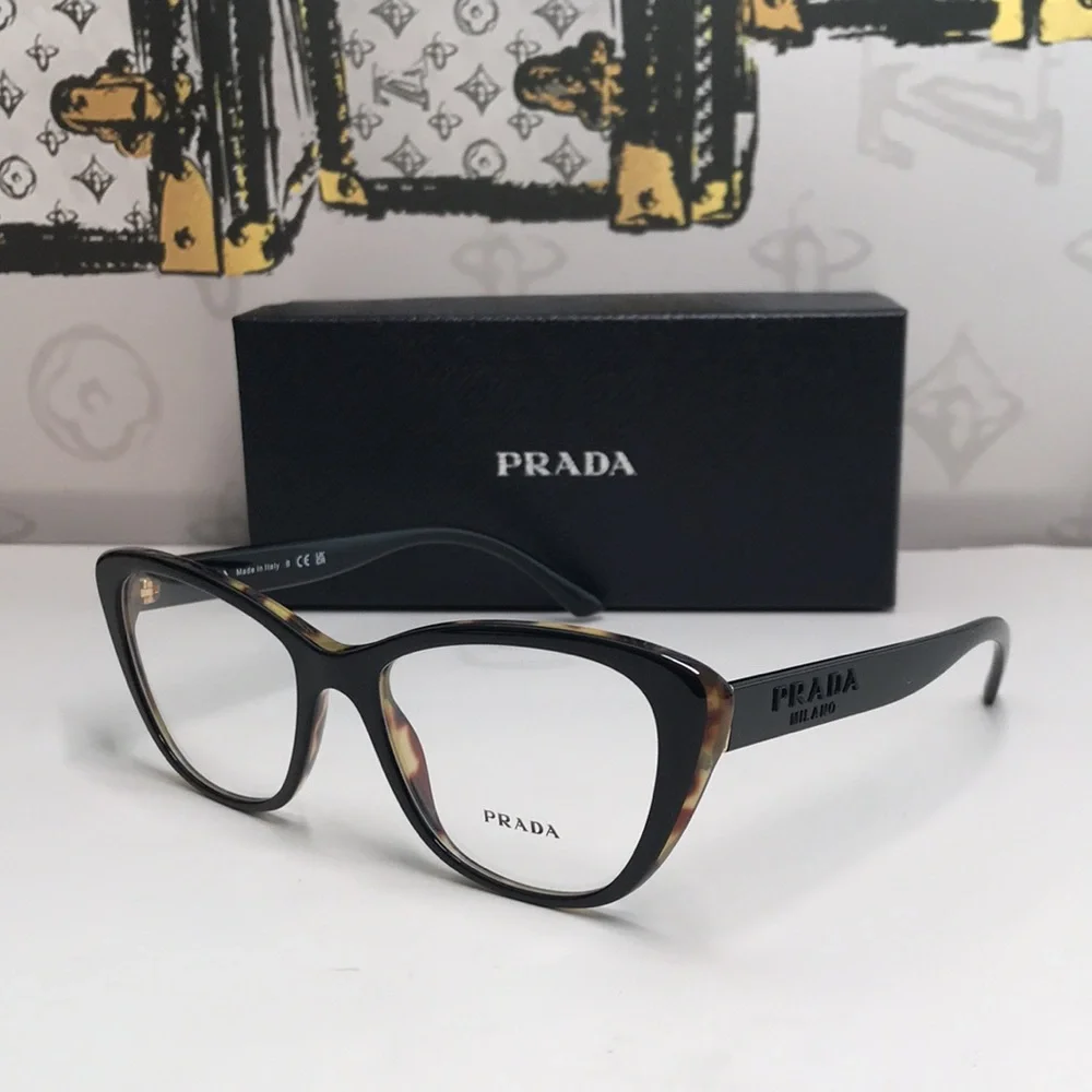 Authentic New PRADAPR 04WV black and medium havana